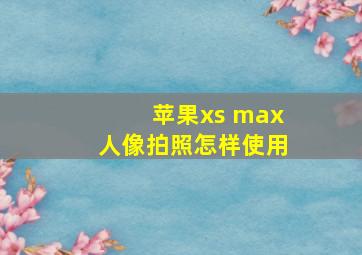 苹果xs max人像拍照怎样使用